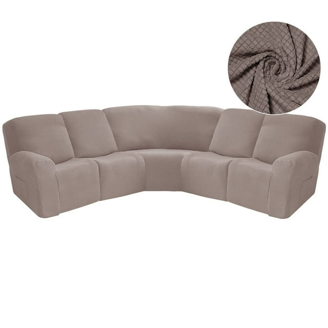 CHOK 2024 Housse de Canapé d'Angle 5 Places Sectionnel Inclinable Protecteur de Canapé d'Angle pour Salon Bleu Foncé