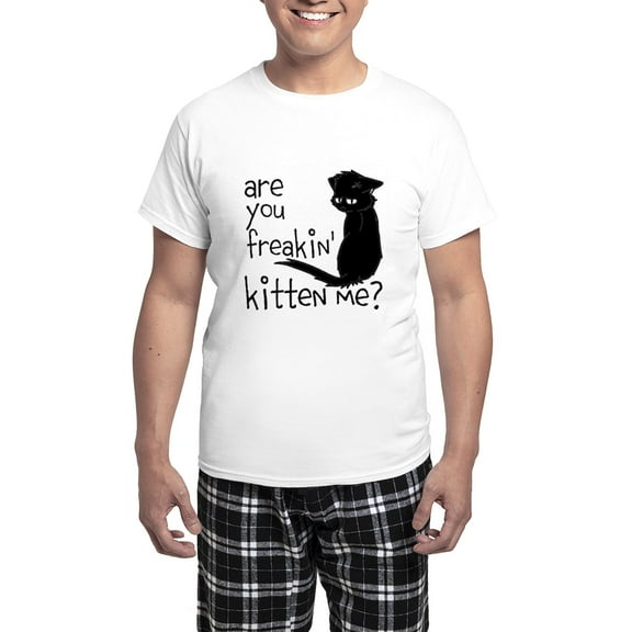 CafePress - ARE YOU FREAKIN KITTEN ME? Pajamas - Men's Light Loose Fit Cotton Pajama Set