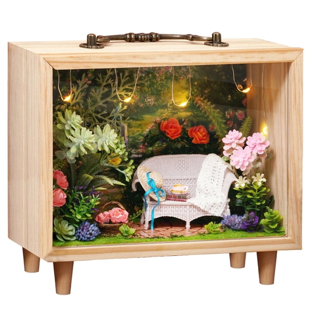 Miniature avec Meubles, Maison de Poupée Miniature en Bois, Maison de Poupée Miniature en Bois