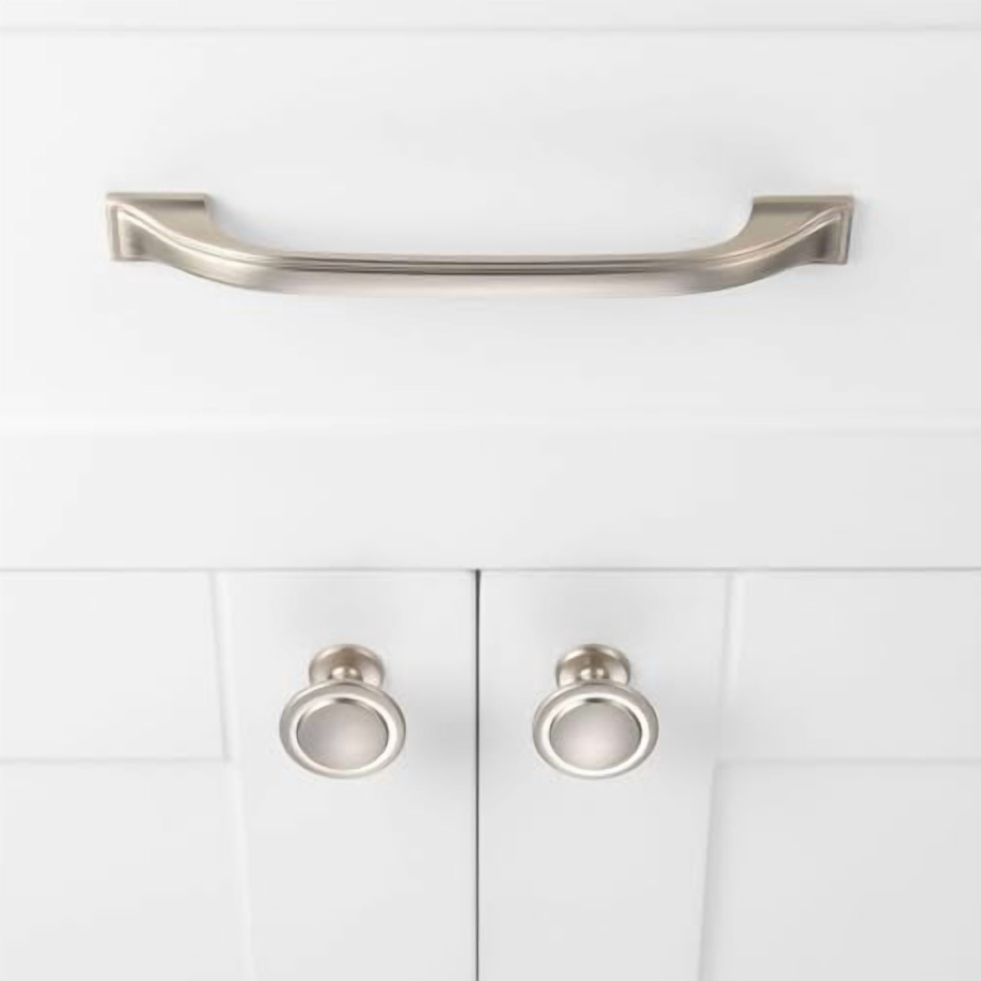 Brushed Nickel Cabinet Knobs Nickel Drawer Knobs, 10 Pack 1-1/4 Inch, 8222 Round Single Hole Cabinet Pulls for Kitchen Cabinets Drawers Bedroom Dresser Cupboard Bathroom Vanity