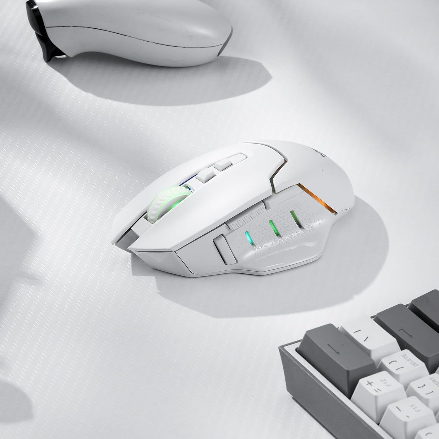 Redragon M690 PRO Wireless Gaming Mouse 8000 DPI Wired Mouse Rapid Fire Key 8 Macro Buttons for PC/Mac/Laptop, Black/White Mouse