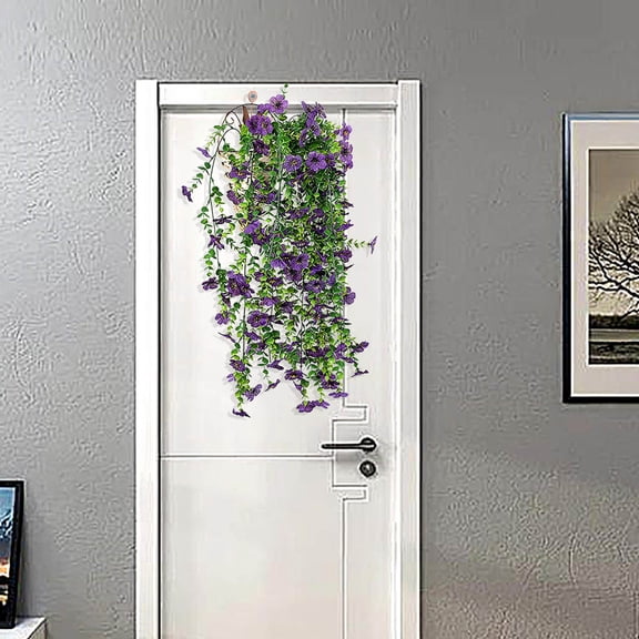 PureCasa Artificial Flowers Garland Simulated Butterfly Orchid, Home Decor Plastic Eucalyptus Fake Vines Hanging for Rooms, Household Decoration Props for Indoor Outdoor, 1PC, Dark Blue