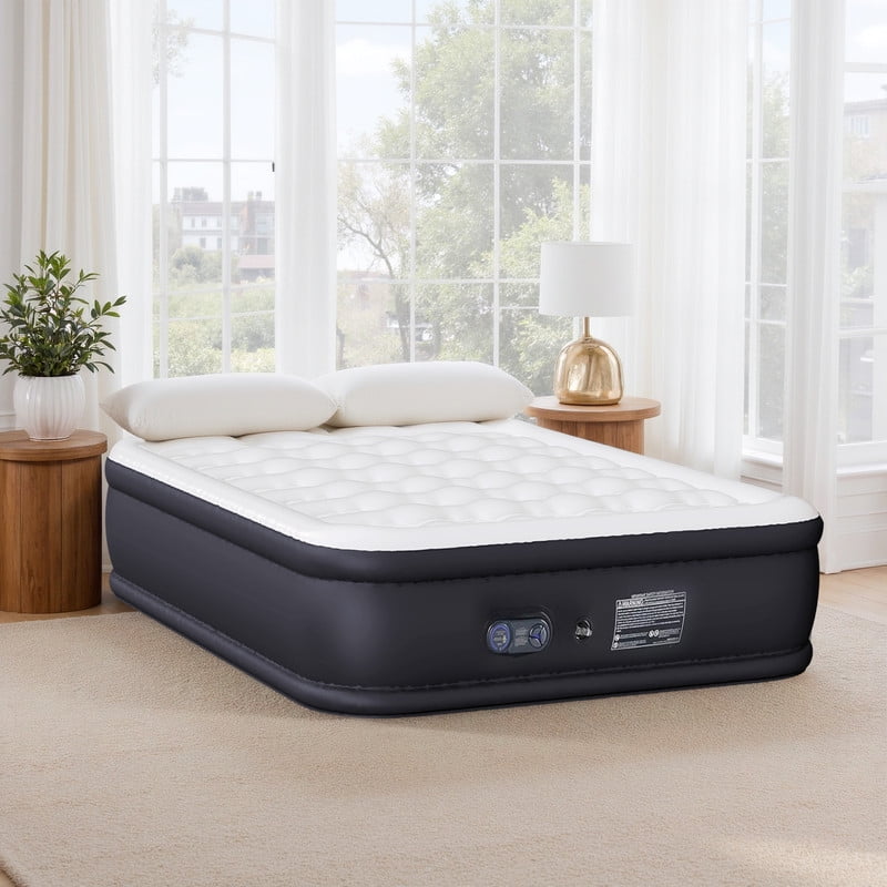 TINKLE WELL Queen Size Air Mattress with Built-in High Capacity Pump, 22" Extra Tall Raised Airbed, Non-Slip Bottom Design, Supports 660 lbs, Inflatable Mattress for Home, Camping and Travel
