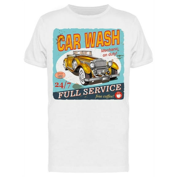 Car Wash Vintage Car Poster  T-Shirt Men -Image by Shutterstock, Male Large