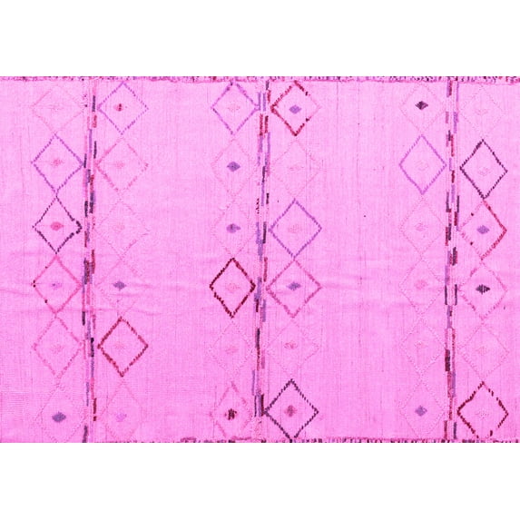 Ahgly Company Indoor Rectangle Solid Pink Modern Area Rugs, 2' x 5'