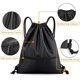 thumbnail image 5 of 1 Uds. Bolsa de gimnasio con cordón, bolsa de natación con cordón negro, bolsas deportivas con cordón de PE, mochila impermeable con bolsillo y cremallera, para mujeres y hombres (40*47cm), 5 of 5