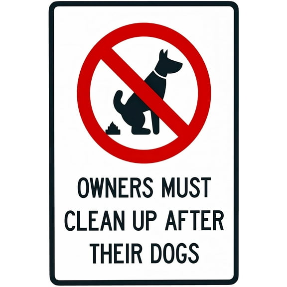 Owners Must Clean Up After Their Dogs Sign - 8"x12" Retro Aluminum Tin Sign, Pet Waste Decor for Home Yard Garden Street Road