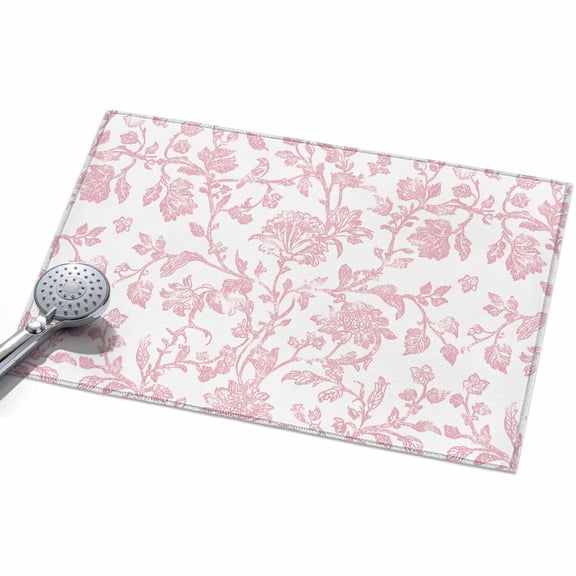 2x3 Washable Area Rugs,Vintage Farmhouse Pink Flower on White Non-Slip Ultra Soft Rug Large Indoor Carpet,Pastoral Botanical Floor Rugs for Home Living Room Bedroom Dining Room Office