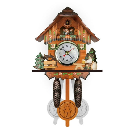 CCOCC Cuckoo Clock,Traditional Black Forest House Clock,Clear Gold Dial Wall Clock,Automatic Needle and Swinging Cuckoo