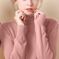 thumbnail image 5 of Scyoekwg Hauts à Manches Longues pour Femmes Col Roulé Automne Hiver Ajustés Hauts de Base Légers Couleur Unie Chemisiers pour Femmes Tendance Amples Hauts d'Automne Chandail (Rose,TTG), 5 of 5