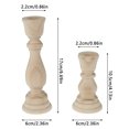 thumbnail image 2 of Wood Candlestick Holders, Set of 2 Retro Unpainted Wood Classic Craft Candles Stick Holder Set Wedding Decorations, 2 of 6