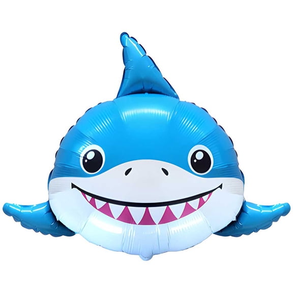 Blue Shark Head Face 31" Mylar Foil Birthday Party Decoration Balloon