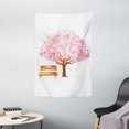 thumbnail image 1 of Nature Decor Tapestry, Watercolor Blooming Cherry Tree in the Park with Wooden Bench Floral Art Print, Wall Hanging for Bedroom Living Room Dorm Decor, 40W X 60L Inches, Pink Brown, by Ambesonne, 1 of 2