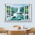 thumbnail image 3 of wall26 Canvas Print Wall Art Window View Icelandic Waterfall Forest Rapid River Wilderness Nature Photography Realism Scenic Landscape Colorful Multicolor for Living Room, Bedroom, Office - 16"x, 3 of 5