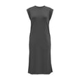 thumbnail image 7 of VBVC Women's Slim Sleeveless Tank Midi Dress , Casual Summer Side Slit Dress For Women , Ladies' Lightweight Crewneck Tunic Dress with Pockets,Dark Gray,S-2XL, 7 of 7