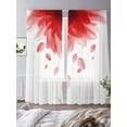 thumbnail image 3 of Red Translucent Floral Sheer Curtains 96 Inches Long 2 Panels Gradient Art Watercolor Decor Light Filtering Semi Sheer Window Curtains Drapes for Bedroom Living Room 52"x96", 3 of 7