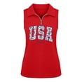 thumbnail image 5 of CAIXIA 4Th Of July Shirts Women Summer Sleeveless Tank Tops Zipper V Neck Ribbed Dressy Casual Blouses America 250 Flag Loose Business Polo Shirts, 5 of 5