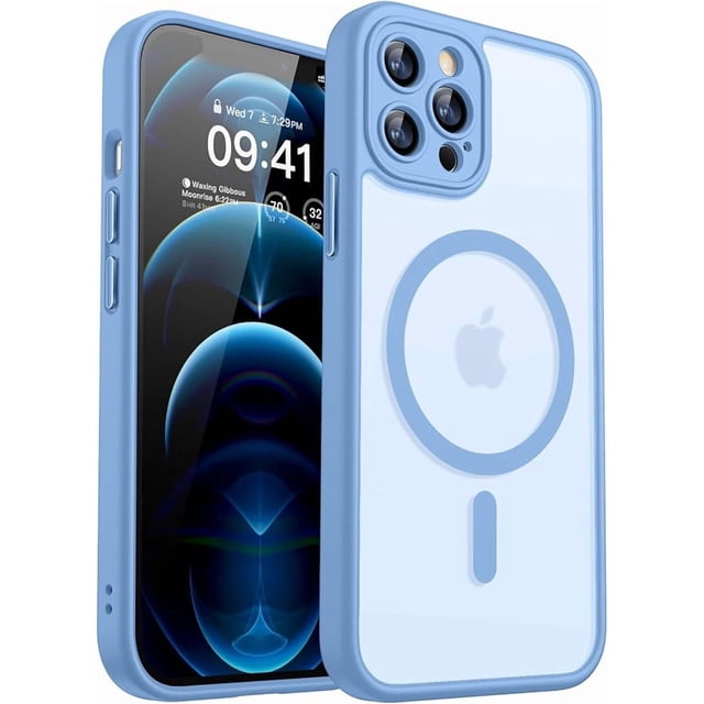 Funda Mate Magnética, Protección Completa de Cámara, Azul Claro, iPhone 12 Pro