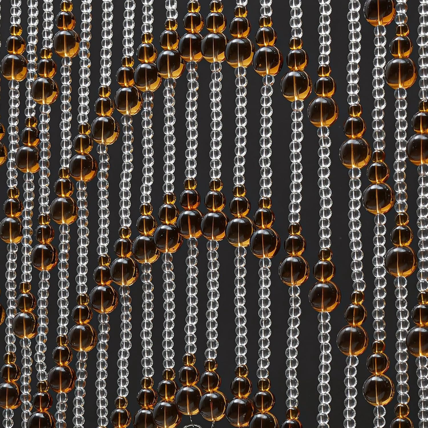 Beaded Curtain with 25 Crystal Strings Beaded Curtain for Doorways Door Hanging Door Beads Curtain Doorway Beads Room Bead Partition Curtain Room Decor for Bedroom Living Room (Amber)