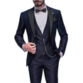 thumbnail image 3 of Traje de lujo para hombre elegante, formal, ajustado, conjunto de 3 piezas, chaqueta, chaleco y pantalón, esmoquin para negocios, traje de boda, 3 of 5