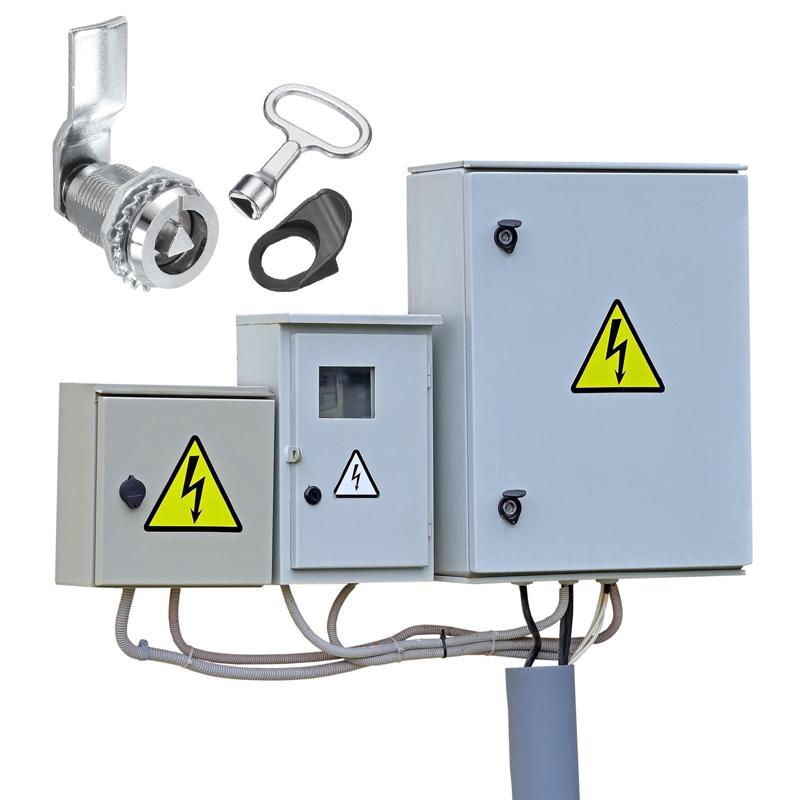 Tubular Cam Lock 7/8" Cylinder Length Zinc Alloy Cabinet Lock with Key White 4 Pack
