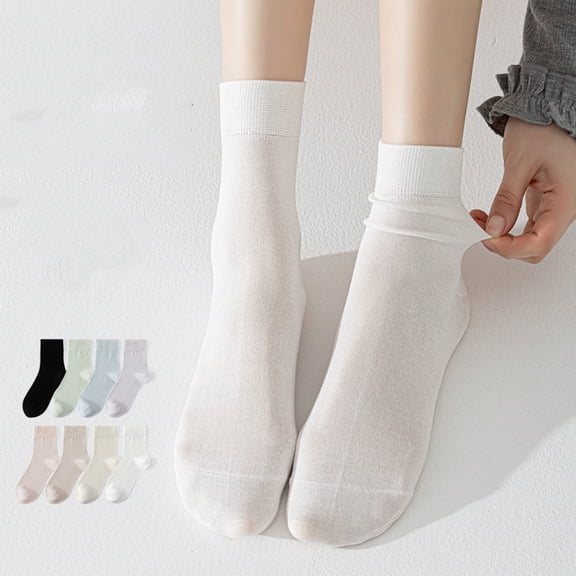 1 Pair Cooling Seamless Mid-Calf Socks for Women, Lightweight Breathable Odor-Resistant Liners with Moisture-Wicking Fabric for Summer & Daily Wear Black