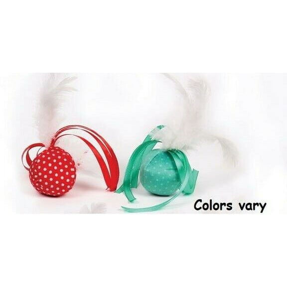 Cat Toys 2 Pack Interactive Fun Plush Mice Ribbon Feather Ball Pick Characters (Ribbon Feather Ball)