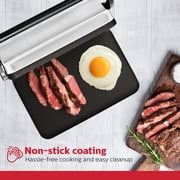 Holstein Housewares 2 Slice Non Stick Griddle, Stainless Steel Panini Press Electric with Adjustable Temperature Settings and Nonstick Plates, 1000W
