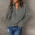 thumbnail image 4 of Utoimkio Women's 2025 1/4 Zipper Front Fall Sweater Long Sleeve Ribbed Knit Casual Loose Fit Pullover Tops for Women, 4 of 7