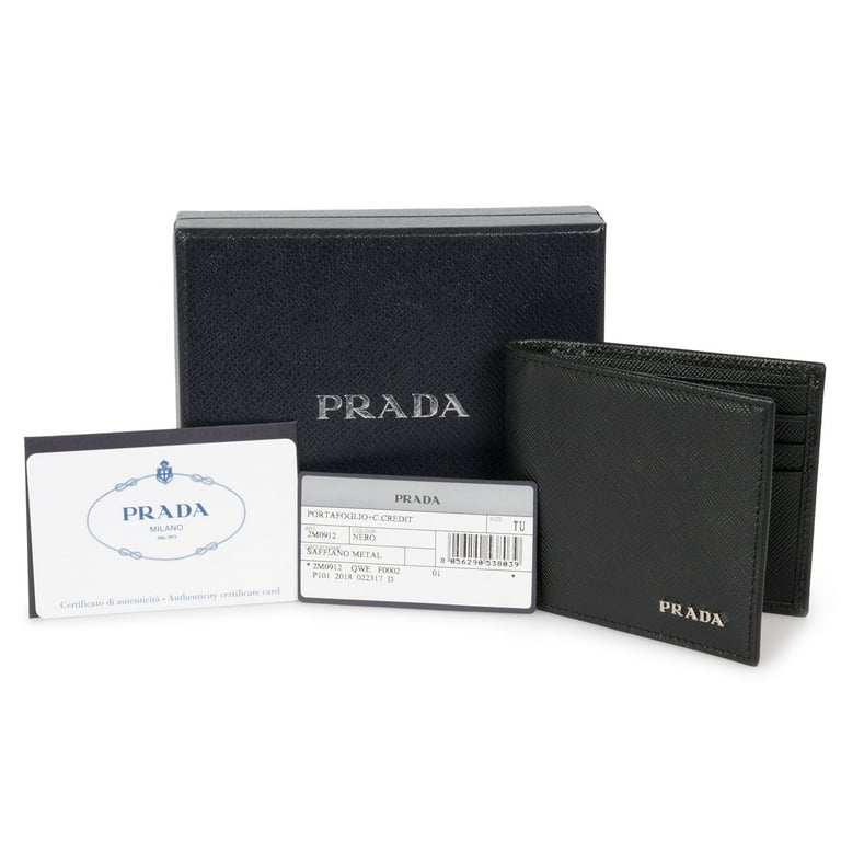 小物 Prada Multi Wallet Black Leather Prada Black Saffiano Metal Leather Bi Fold Double Zip Small