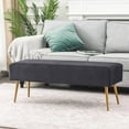thumbnail image 2 of Homebeez Ottoman Bench, End of Bed 44" Velvet Indoor Window Upholstered Padded Bench with Metal Legs for Bedroom, Entryway, Dark Grey, 2 of 12