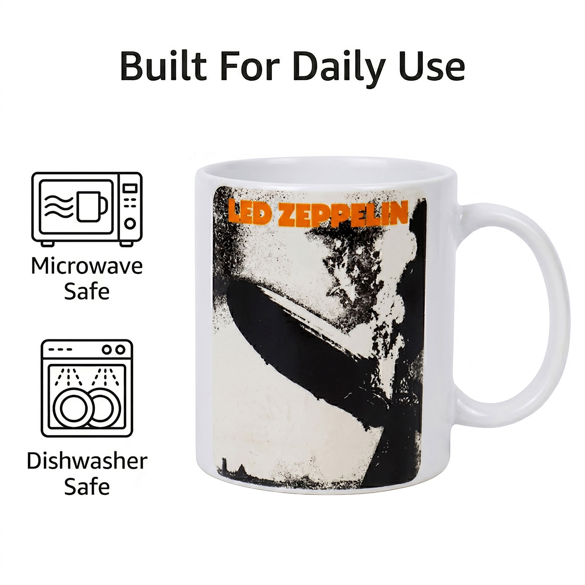 Pyramid America: Led Zeppelin - 11oz Ceramic Mug - Coffee & Tea Cup, Classic Rock Band Art, Microwave-Dishwasher Safe, Music Fan Collectible, Licensed
