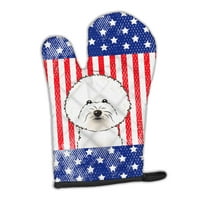 Carolines Treasures BB2147OVMT American Flag and Bichon Frise Oven Mitt Large multicolor