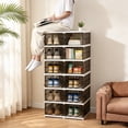 thumbnail image 5 of 6-Layer Foldable Shoe Box, Front Door Shoe Storage Box, Non-Assembly Stackable Shoe Storage Box With Door, Independent Shoe Rack Cabinet With Cover, Plastic Shoe Rack Suitable For Closet Entrance, 5 of 5