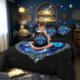 thumbnail image 3 of meiyoeat Gemstones Dragon Twin Bedding for Kids Boys Girls, Mystic Sky Animal Bedding Comforter Set, Blue Black, Black Reversible, 7 Pieces, 3 of 5
