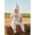 thumbnail image 4 of BemeyourBBs Hello I'm New Here Newborn Baby Boys Come Home Outfit Mallard Duck Embroidery Short Sleeve Romper with Pants Hat Cute Infant Summer Clothes, 4 of 9