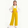 thumbnail image 6 of XIMIN Girls' Wide Leg Overalls - Casual Button Strap Bib Overalls Cute Sleeveless Jumpsuits with Pockets for Kids Teens (Yellow, 6-7 Years), 6 of 9