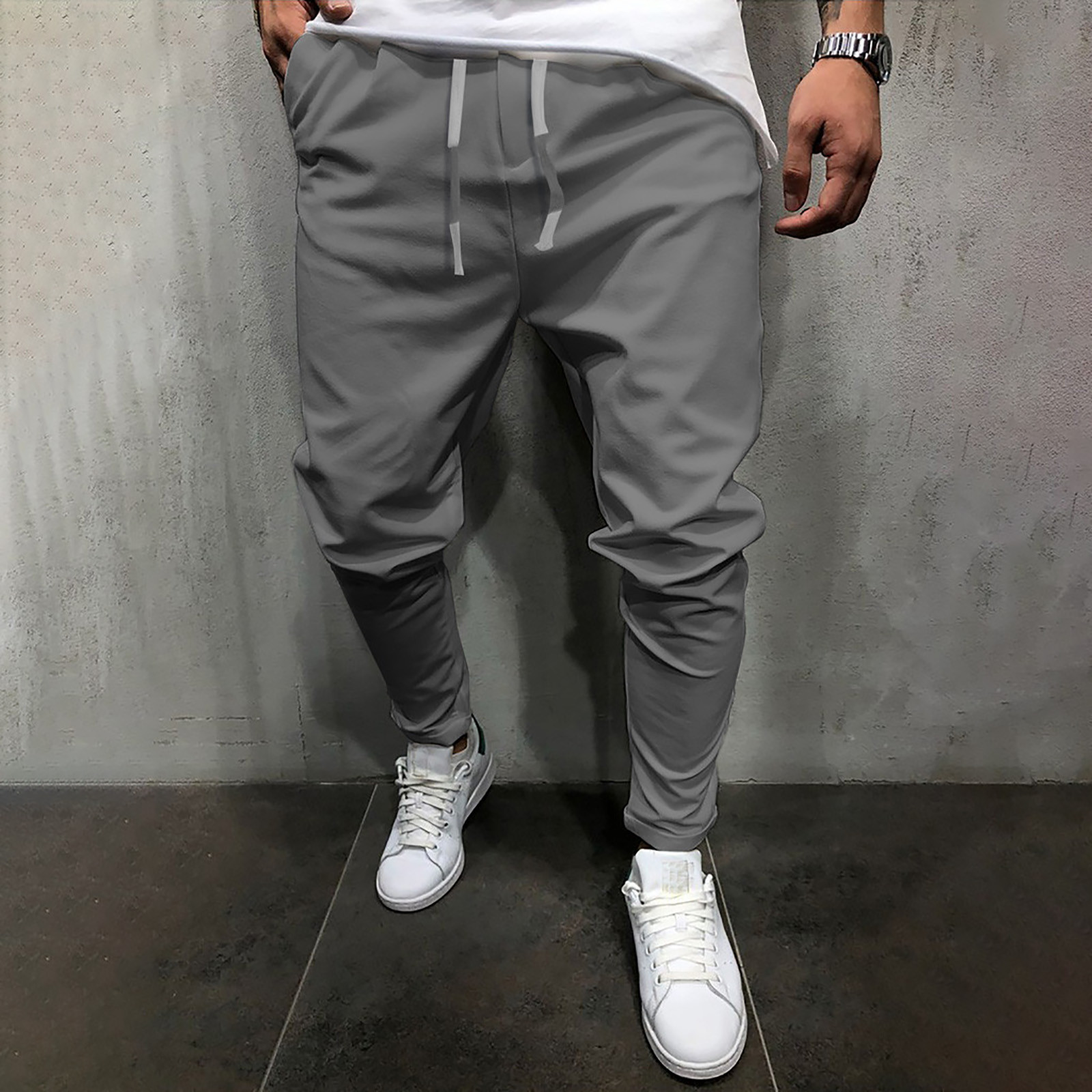 Aimik Hanes Mens Casual Joggers Pants - Cotton Drawstring Chino Cargo ...