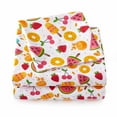 thumbnail image 3 of Kids Fun & Bright Printed Microfiber Sheet Sets, Ultra Soft Fitted Sheets with Straps - Fruity Fun, Full Size, 3 of 5