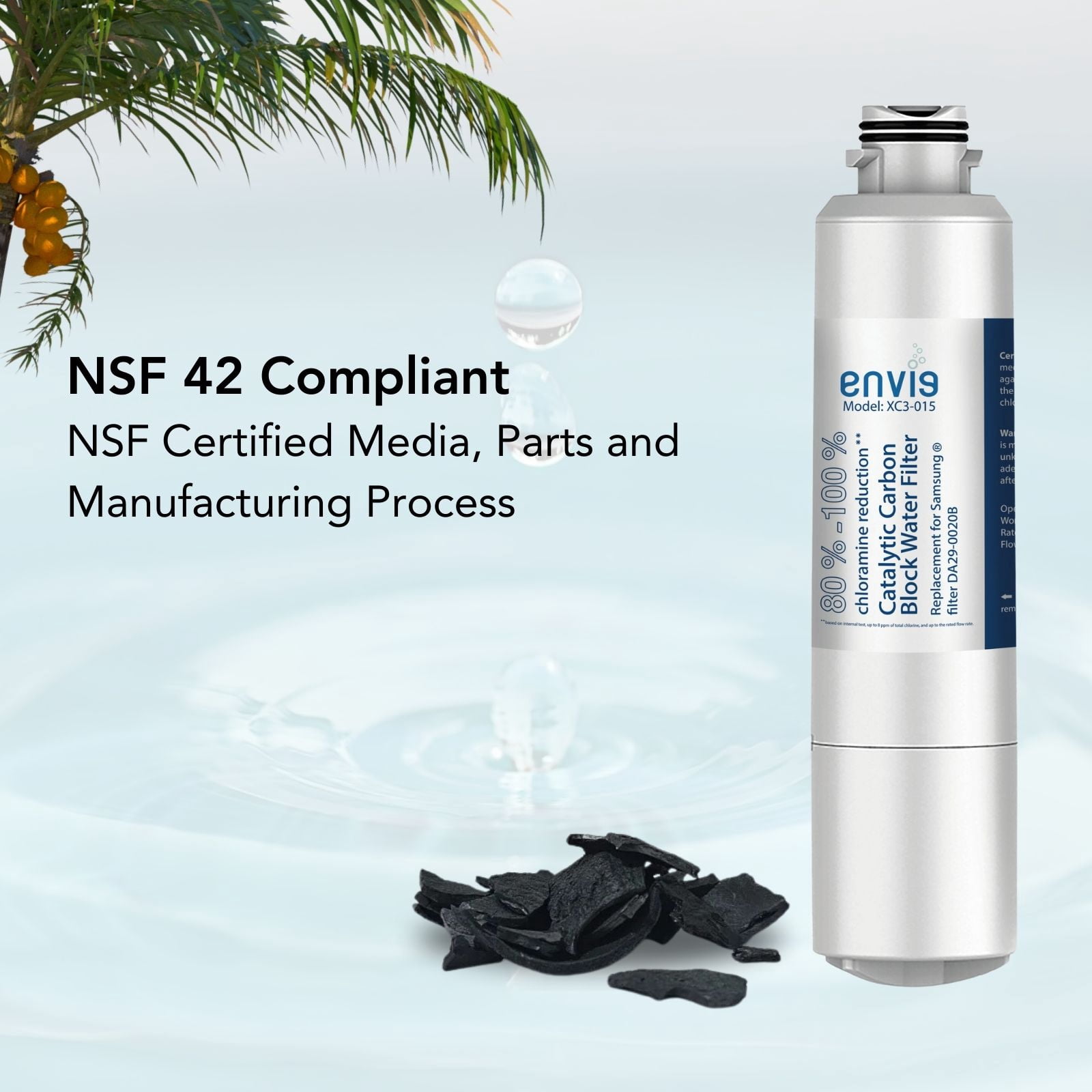 Envig Catalytic Carbon Refrigerator Filter (3 Pack), Chloramine Fridge Water Filter DA29-00020B, Replacement Samsung DA29-00020A/B, DA29-00020B-1, HAF-CIN/EXP, RF4267HARS, RF25HMEDBSR, RF28HMEDBSR
