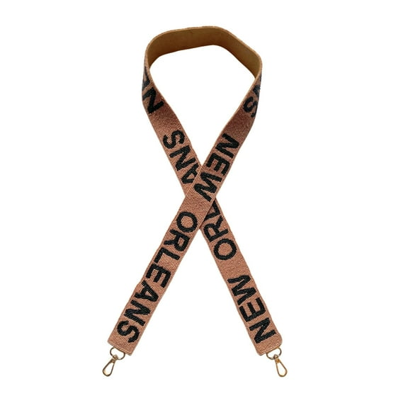 Lashicorn New Orleans Gold Beaded Purse Strap Black Letters 49 Pro Football Stadium Approved Clear Bag Saint Gold Hardware Sports College South Louisiana Mardi Gras Fleur