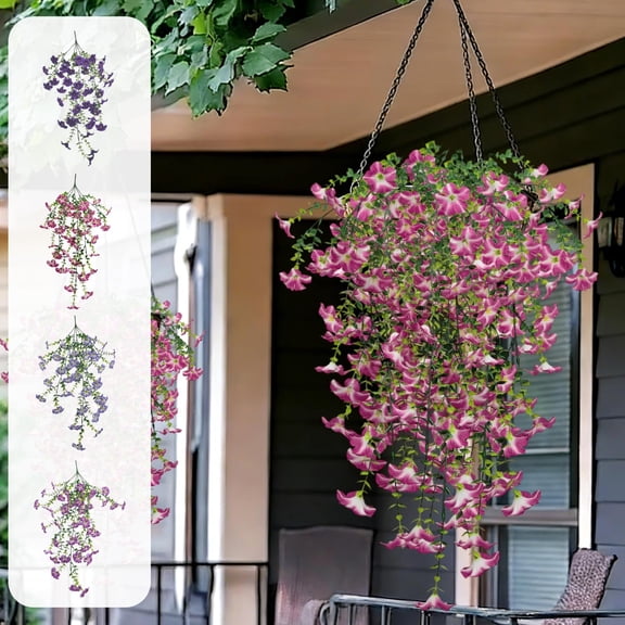 Artificial Flowers Wall Decor, Simulated Bouquet Hanging Vase Arrangement for Wedding Party Decoration, Fade-resistant Indoor Outdoor Fake Flower Plants, Vsgery