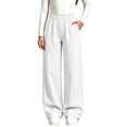 thumbnail image 2 of LIBRCLO Kids Girls Sweatpants Elastic Waist Wide Leg Pants Fleece Baggy Sweatpants Size 9-10 Years, 2 of 6