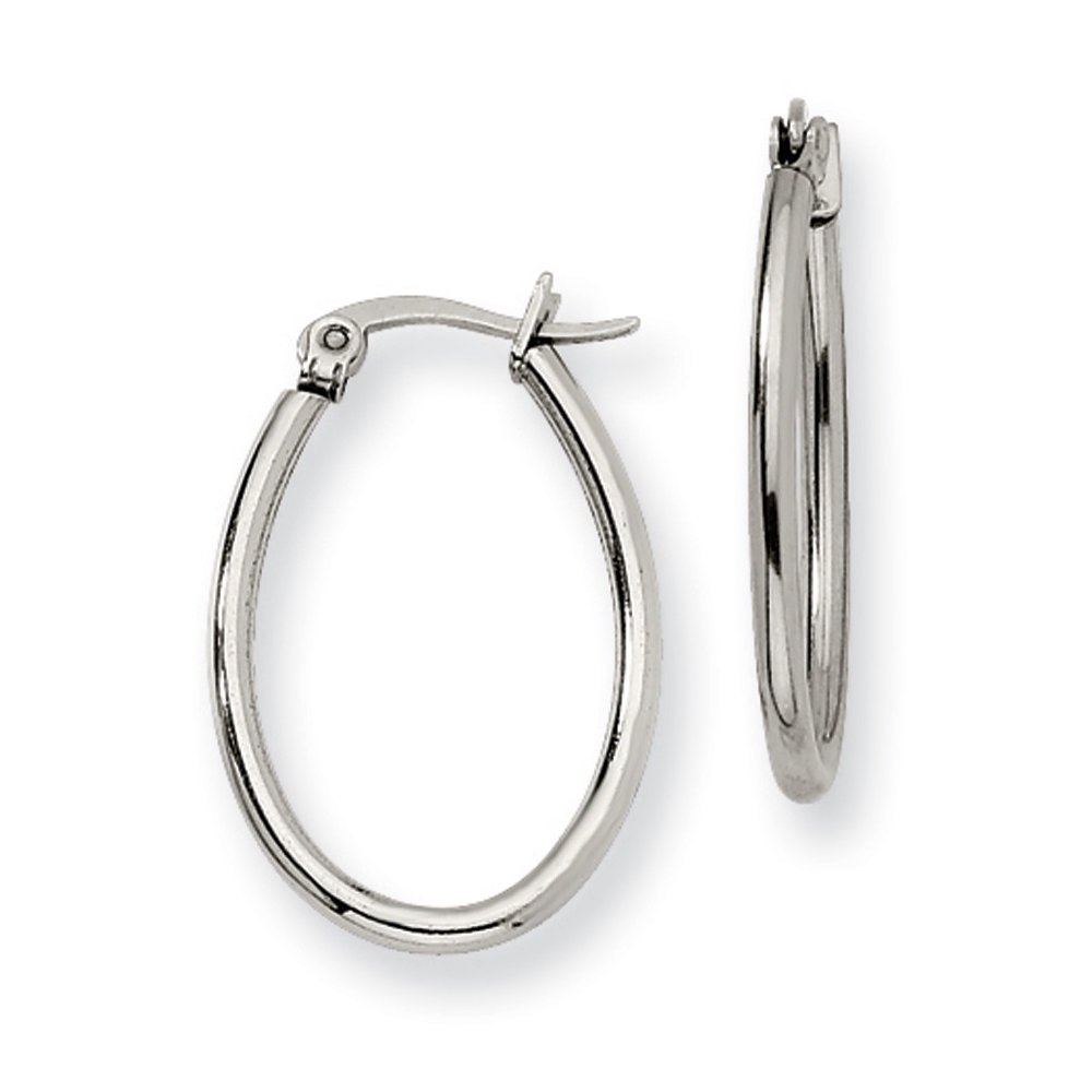 Primal Steel Stainless Steel 18mm Diameter Oval Hoop Earrings