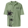 thumbnail image 4 of LRGSHF Men's Short Sleeve Button Down Shirts Palm Tree Tops Summer Basic Soft Tropical Beach Blouse with Chest Pocket Breathable Lightweight Vacation Shirt, 4 of 5