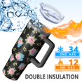 thumbnail image 5 of 40oz Pioneer Flower Floral Print Pattern Insulated Tumbler with Handle, BPA-Free Leak Proof Lid and Straws, Double Wall Vacuum, Hot 12h/Cold 34h, 5 of 6