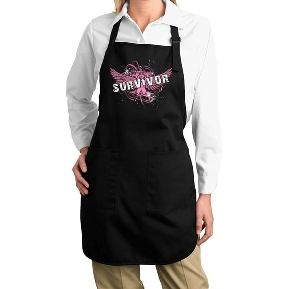 Survivor Breast Cancer Awareness Kitchen Apron - Black