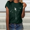 thumbnail image 2 of Fgnfyis Hauts pour Femmes T-Shirt Court Chemise Décontractée Tunique à Manches Imprimé Col Rond Lettres Hauts Blouse T-Shirts à Manches Courtes pour Femmes Vert Foncé S, 2 of 4