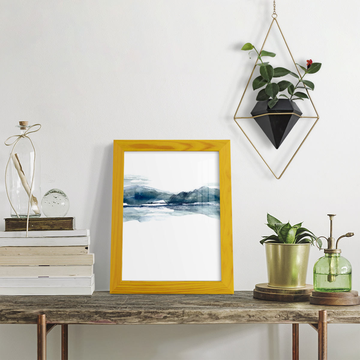 Stark Horizon II - Framed Print w/glass - Sunflower Yellow