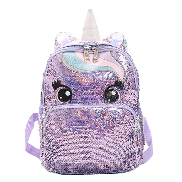 Sywqhk Dibujos Animados Lindo Mujeres Lentejuelas Mochila Niñas Niños Hombro Mochila (L Púrpura) Sywqhk Para estrenar